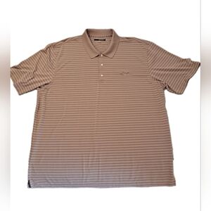 Men's Greg Norman Play Dry Brown Striped Golf Polo Shirt Size XXXL